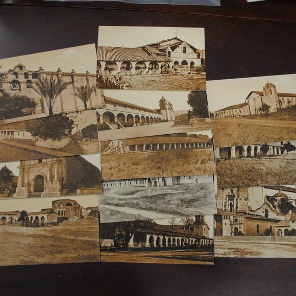 Lot of 13 1900s-10s Cardinell Vincent Sepia Postcards of California Missions - Picture 1 of 12